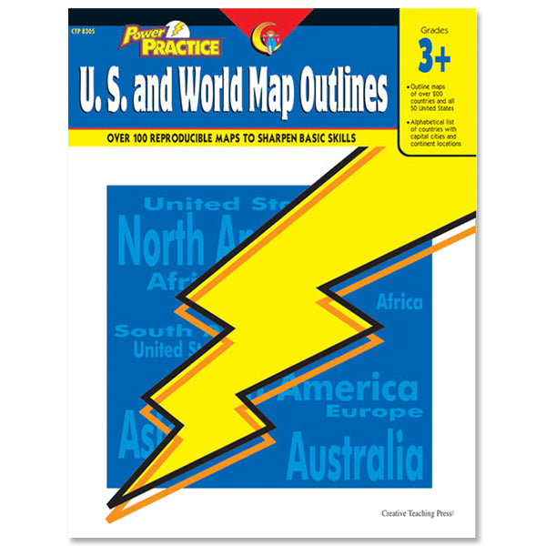 Power Practice: U.S. and World Map Outlines, eBook